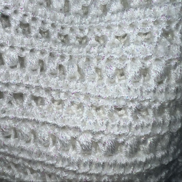 Handmade Handknit Rainbow White Scarf - Picture 3 of 3